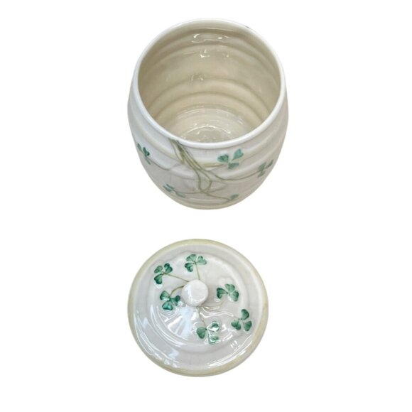 Belleek Ireland Shamrock Barrel Marmalade Jar Bowl with Lid 6th Mark 1975 - 1980 - Picture 3 of 8